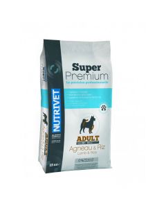 Nutrivet Super Premium Croquettes Chien Adult Agneau et Riz 26/14 15 kg