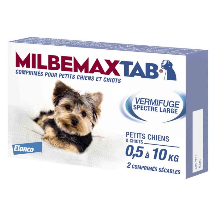 Milbemax Tab vermifuge chiots et petits chiens de 0,5 à 10kg 2cps
