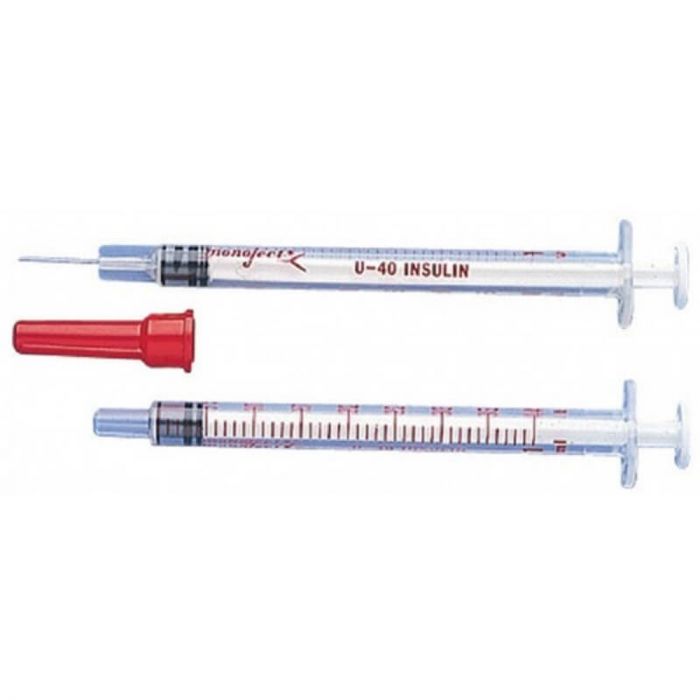 Seringue insuline 1 ml 29G x1/2 40 UI en boîte de 100 seringues