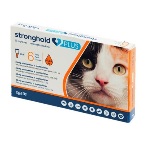 Stronghold Plus 30 5 Mg Chat Entre 2 5 5 Kg 6 Pipettes Dogteur